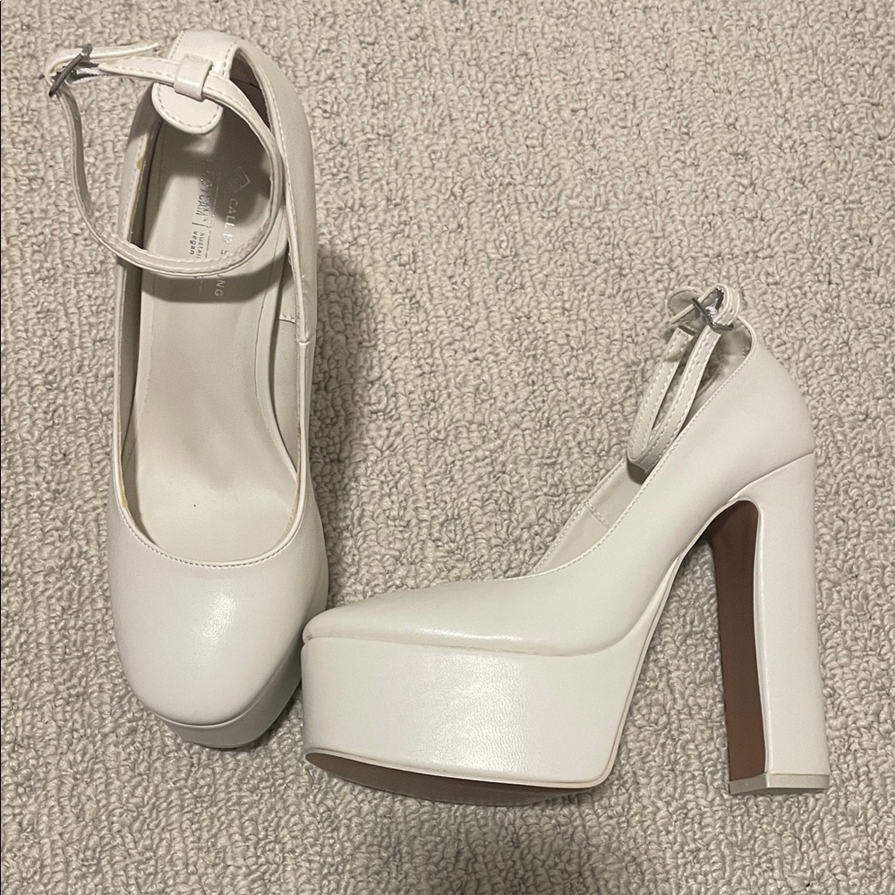 Spring White Platform Heels size 7